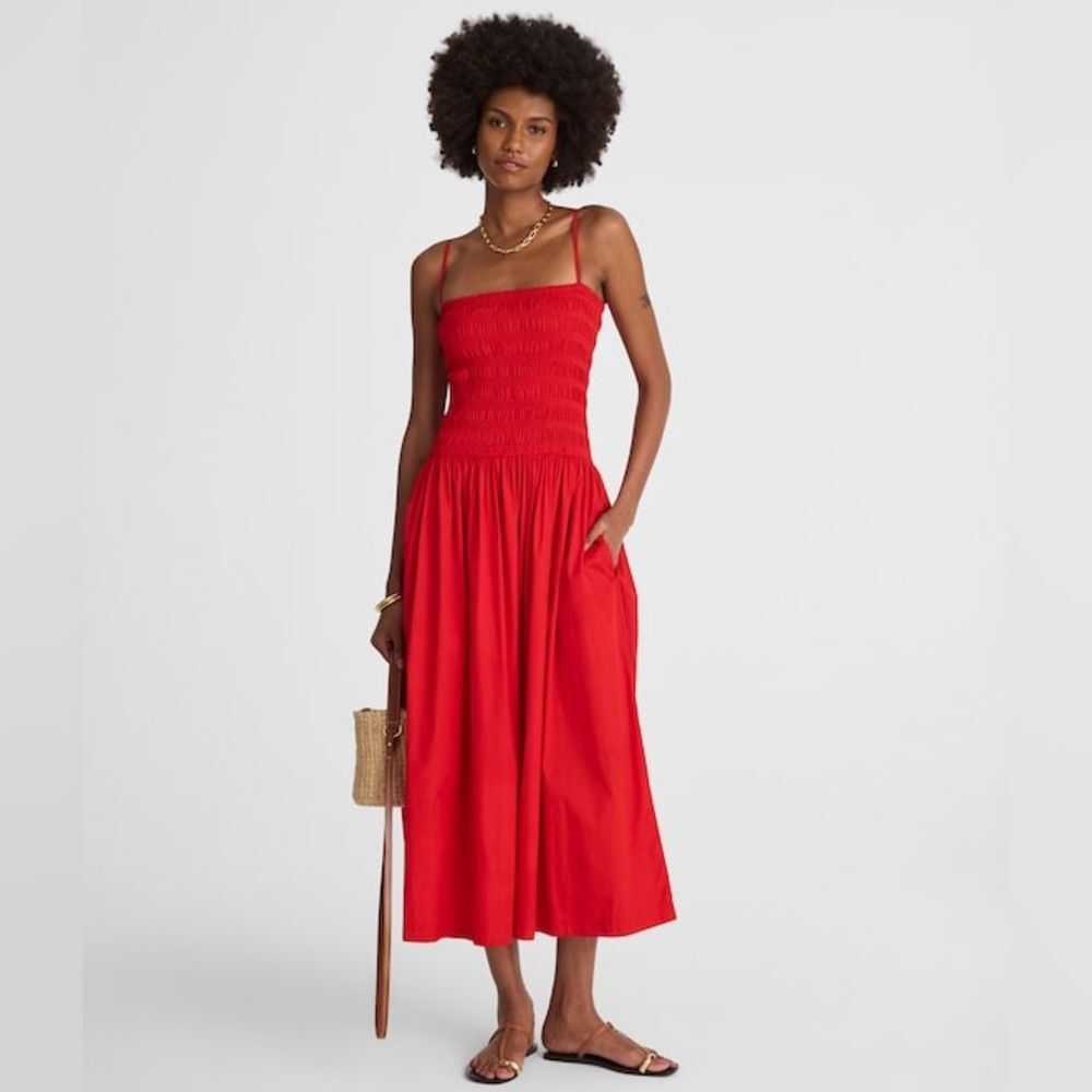 Madewell NWT Smocked Maxi Dress Size XL in Festival Red